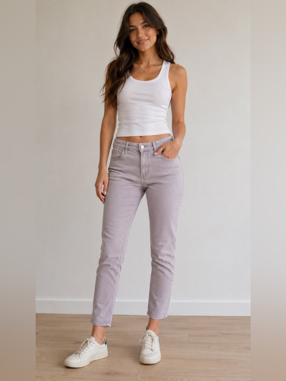 Sonoma Girlfriend Mid Rise Stretch Light Purple Ankle Jeans Size 4